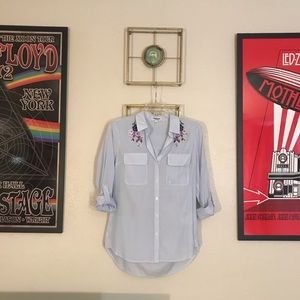 Flower Shoulder Button Down